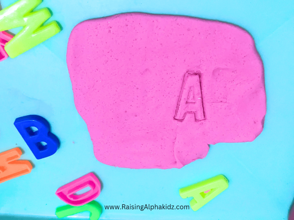 Alphabets stamp play dough activity 