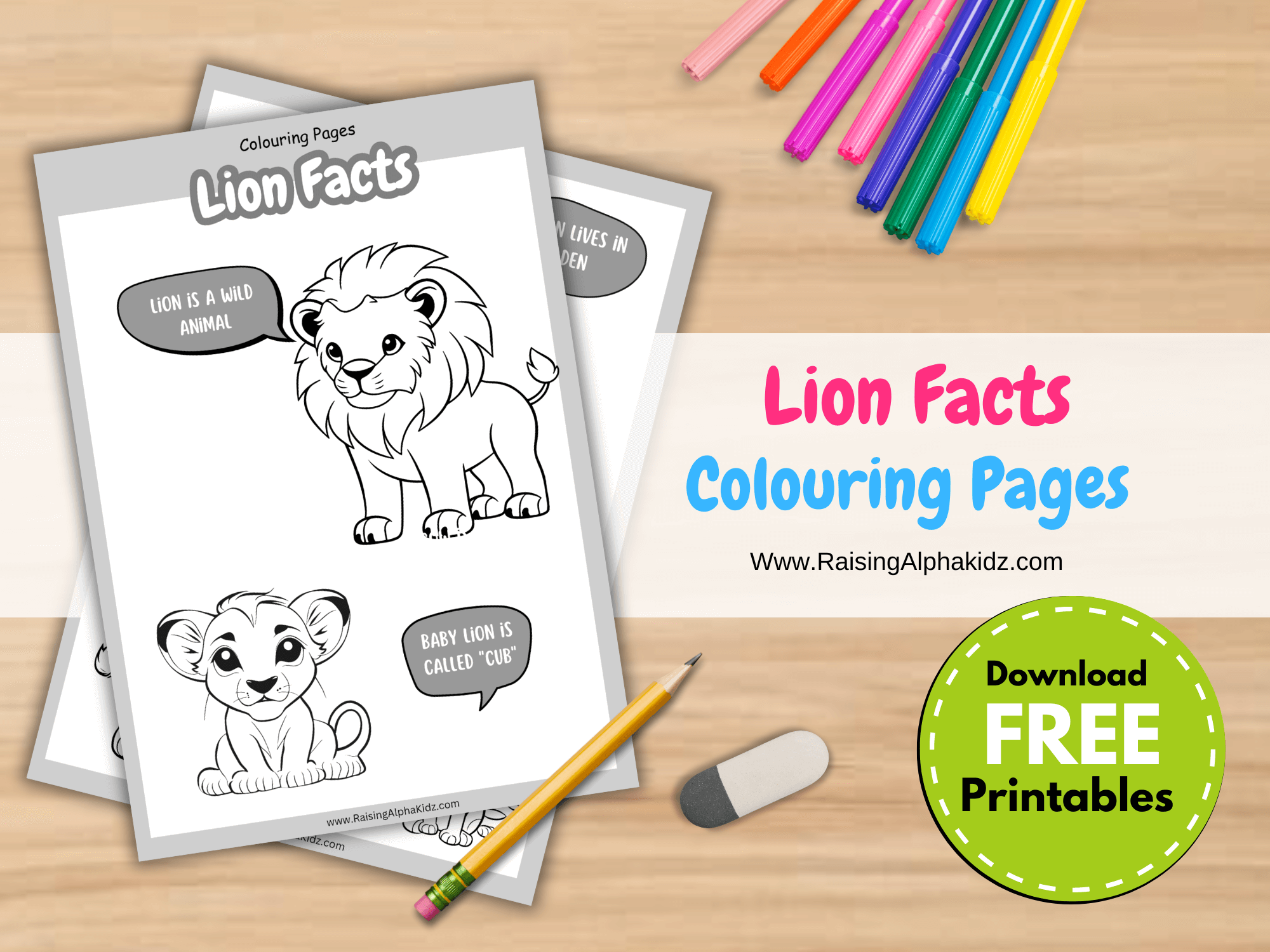 Colour The King: Lion Facts Colouring Pages » Raising Alphakidz