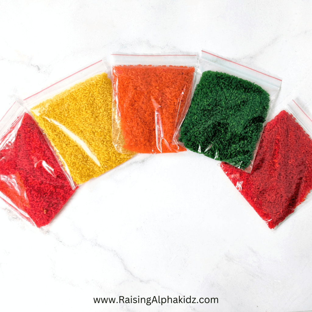 How to Make Coloured Sensory Rice