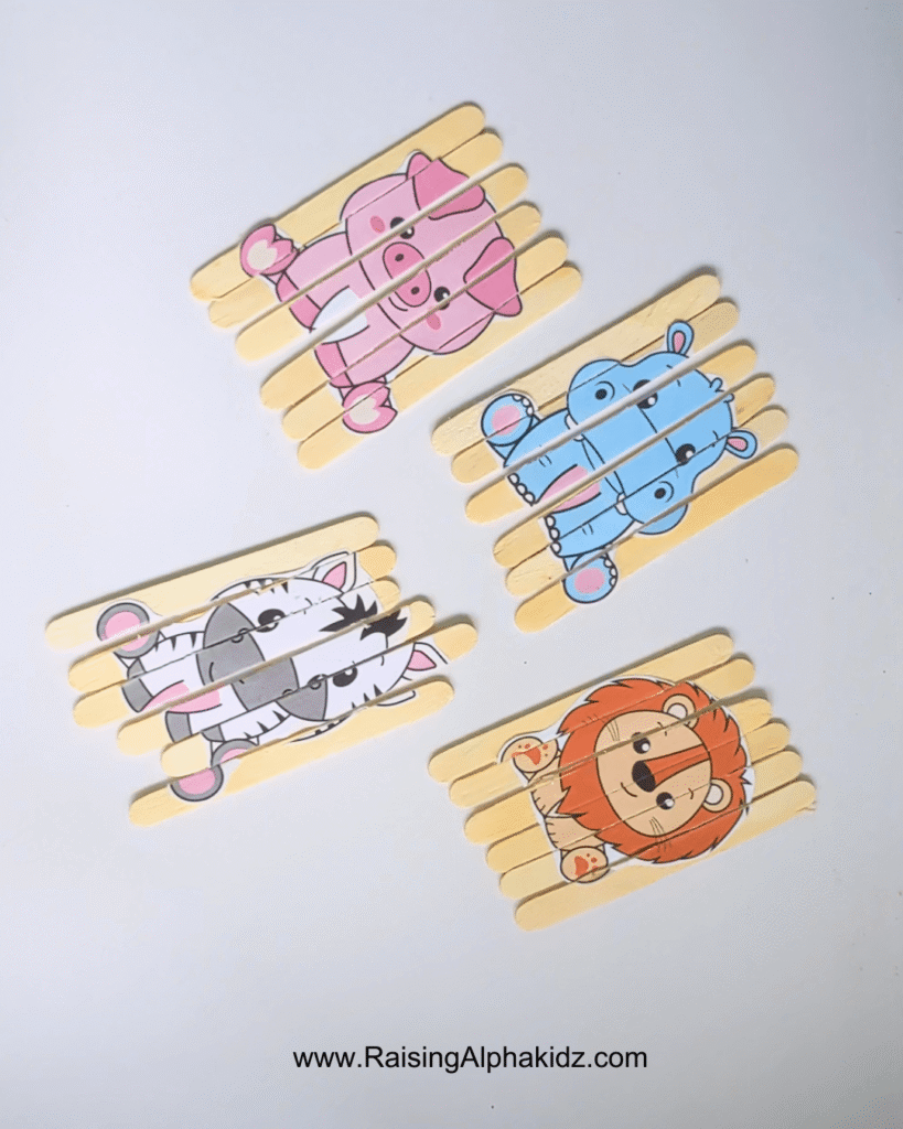 DIY popsicle stick puzzle game is ready for play
