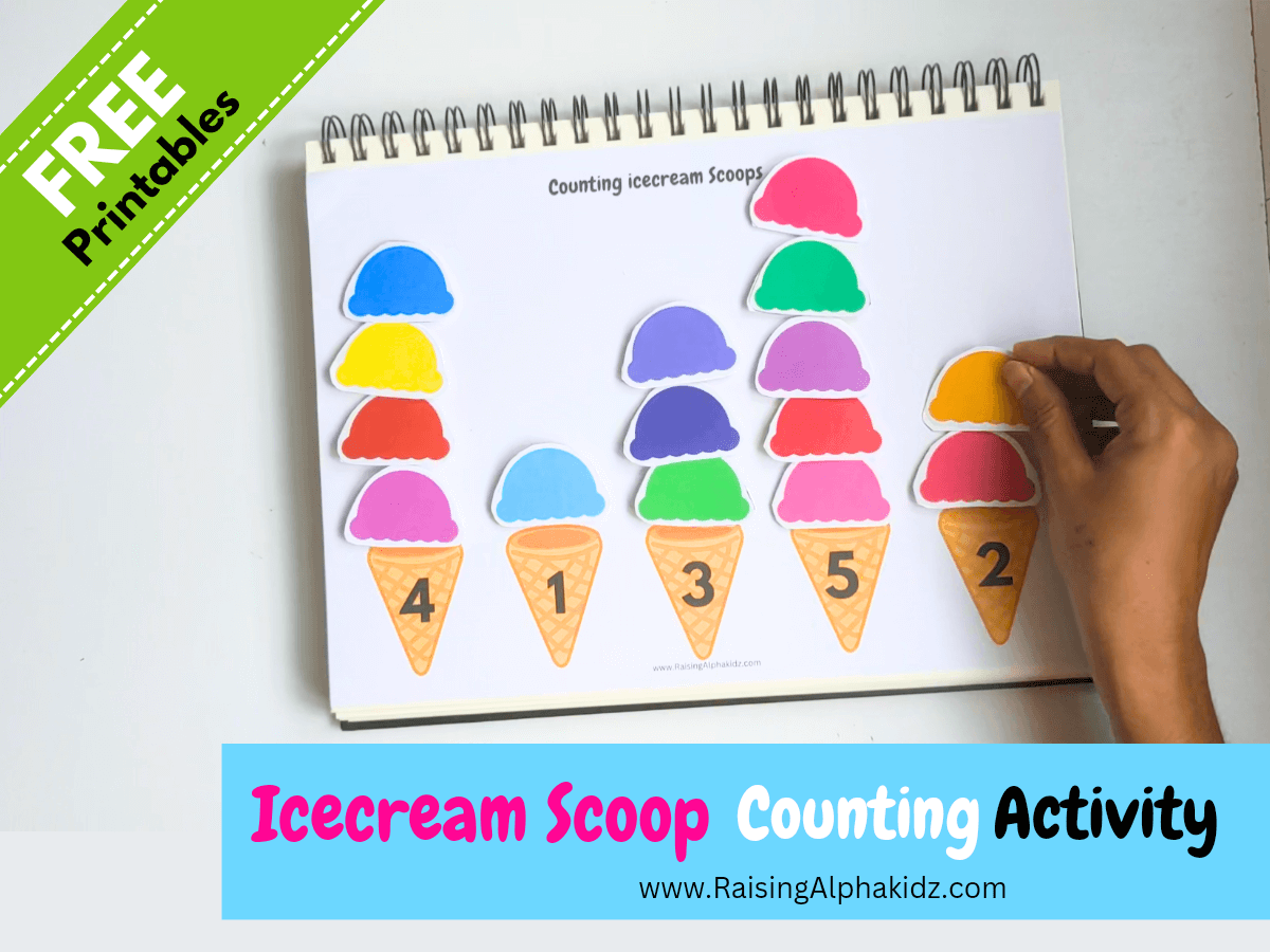 DIY Icecream Scoop Counting Activity Free Printables