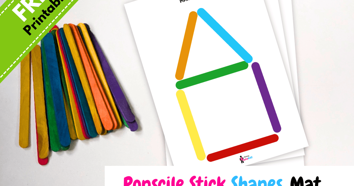 Popscile Stick Shapes Mat FREE Printables