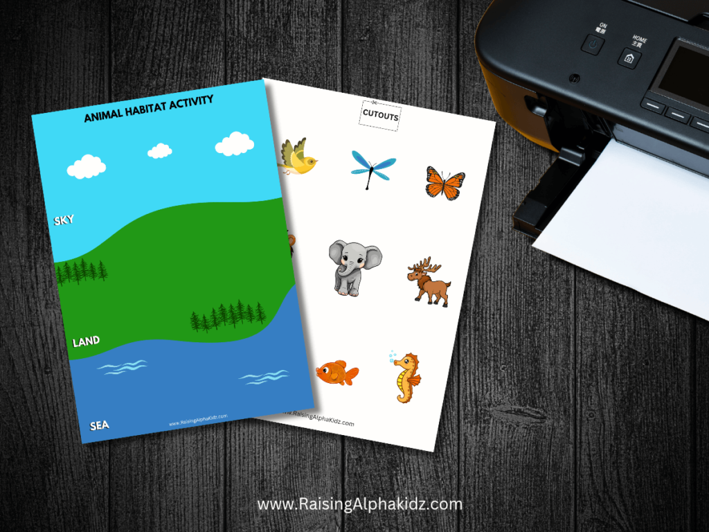 Animal Habitats activity Free Template