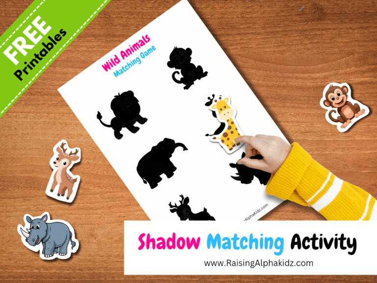 Shadow Matching Activity Free Printable – Wild Animals » Raising Alphakidz