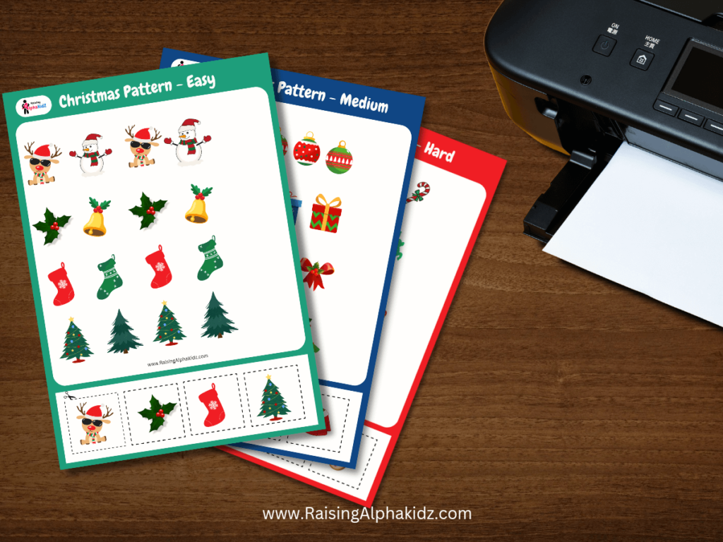 Cut and Paste Christmas Pattern Activity