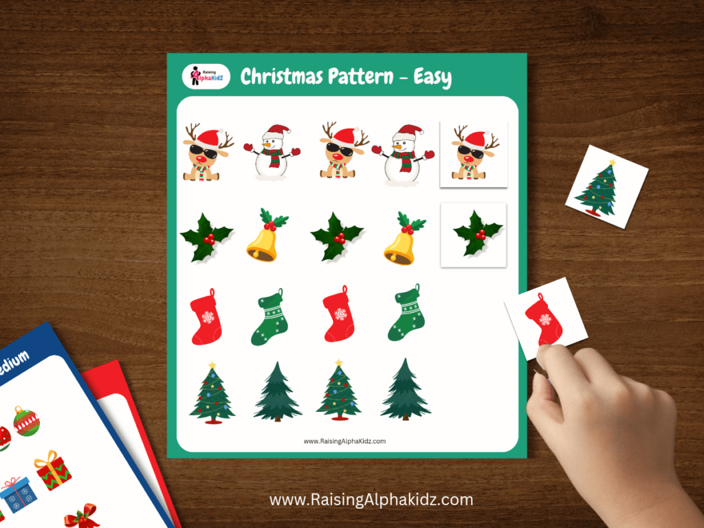 Cut and Paste Christmas Pattern Activity