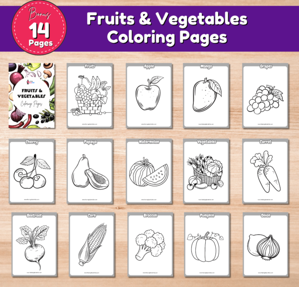 Fruits and Vegetables Coloring Pages