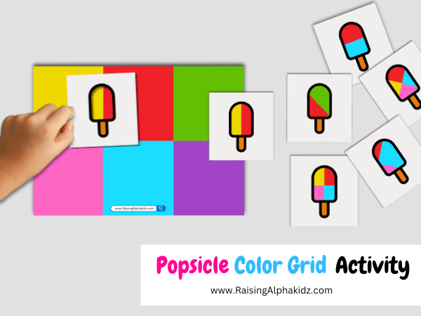 Popsicle Color Grid Matching Activity with Free Printable Templates