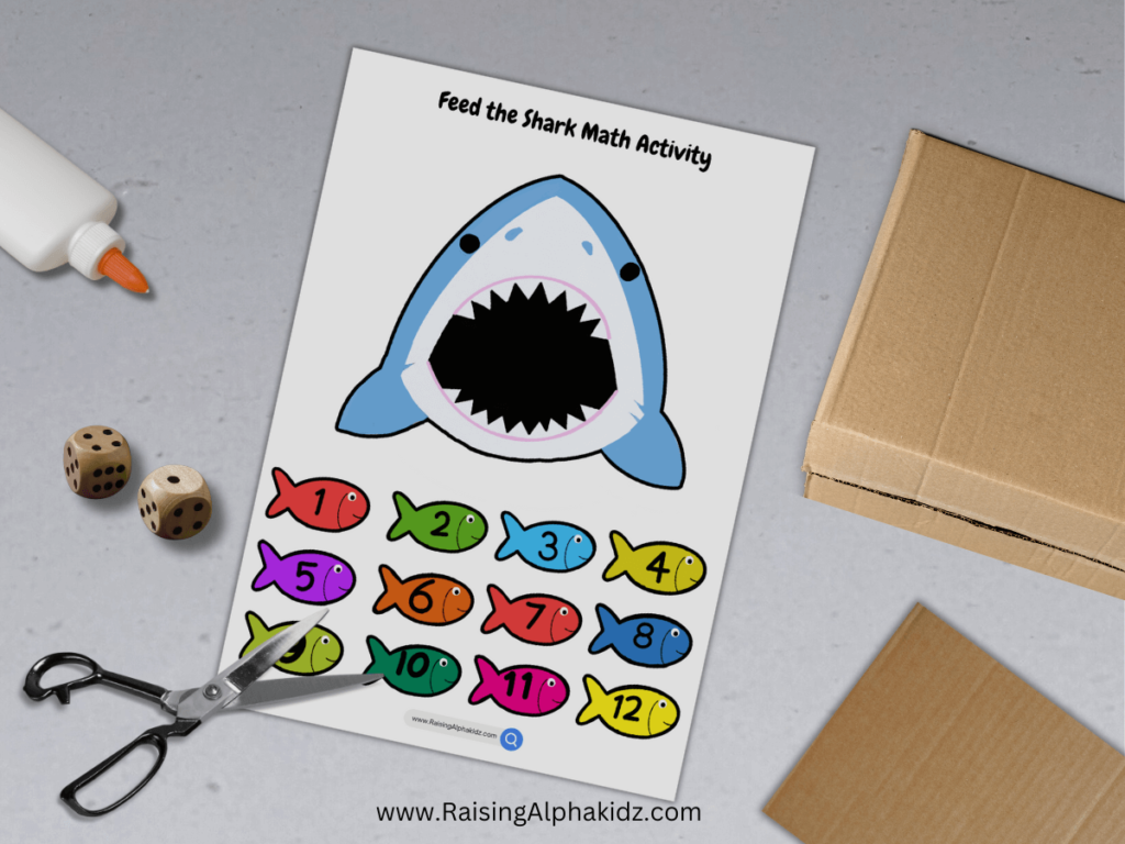 Feed The Shark Math Activity for Preschoolers 