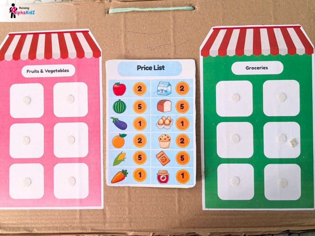 Role play grocery store with price tag preschool version