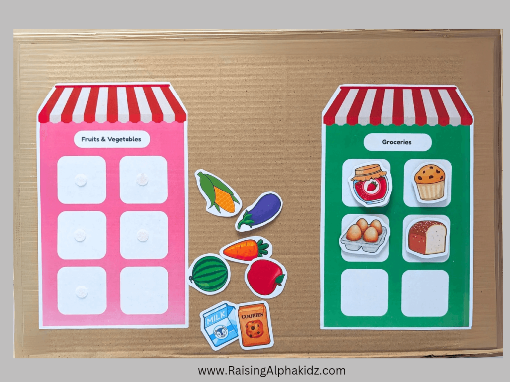 Diy pretend play grocery store with cardboard