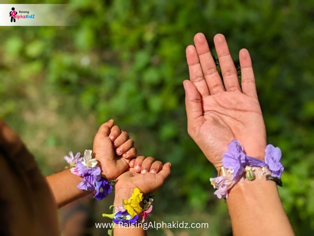 Nature bracelet made from finds from nature walk