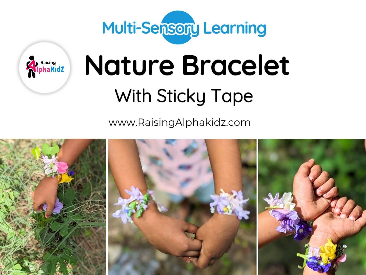 How to make diy nature bracelet with tape and flowers
