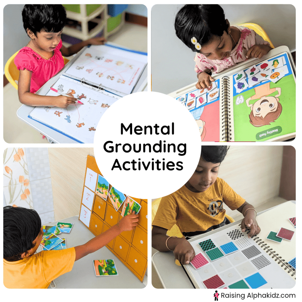 kid doing simple cognitive tasks for mental grounding 