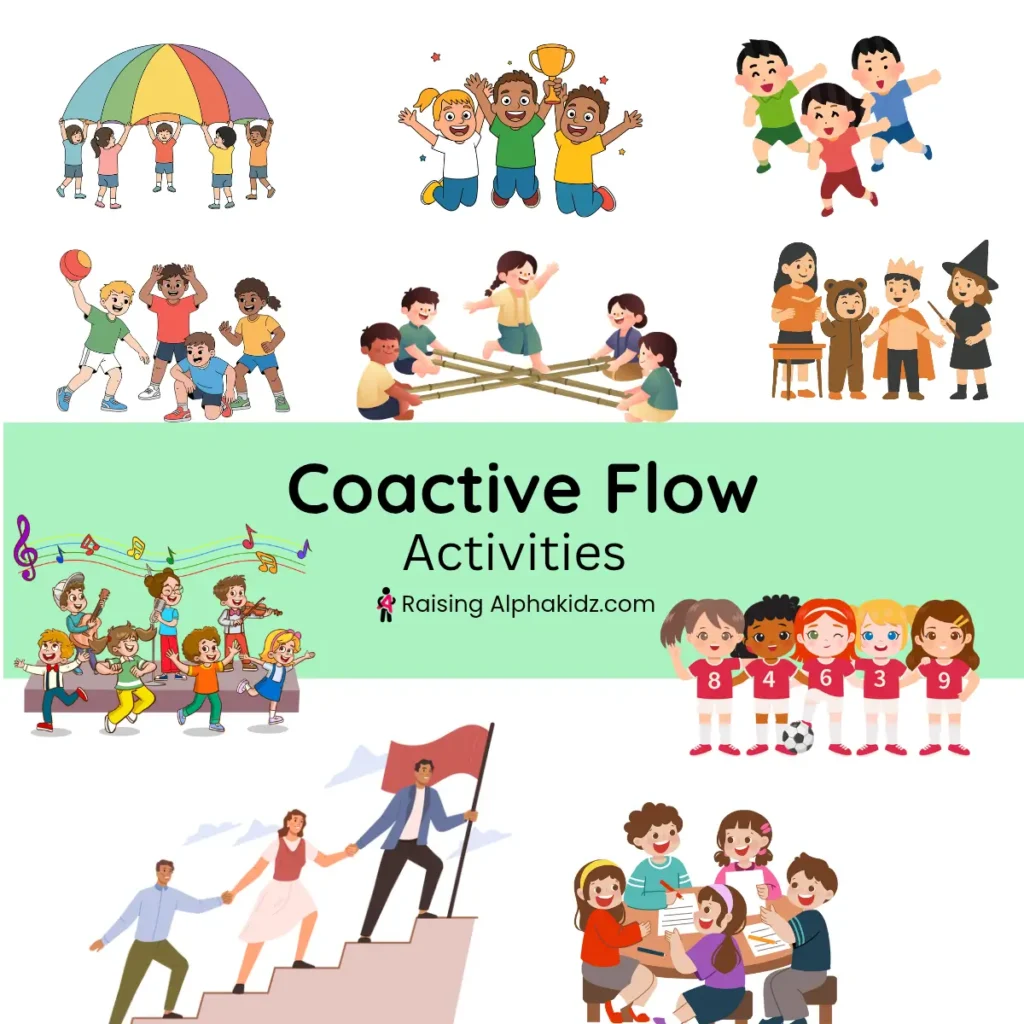 Co-active flow activities where children collaborate and create together.