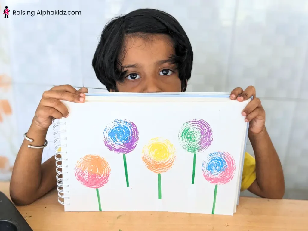 colorful onion stamp art with rainbow onion prints 