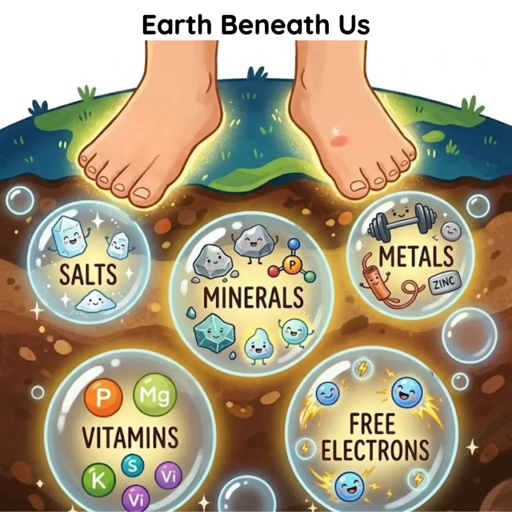 Child touching soil, showing the minerals of the earth beneath us