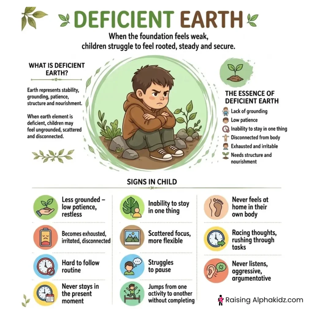 Restless child showing signs of earth deficiency and excess air energy