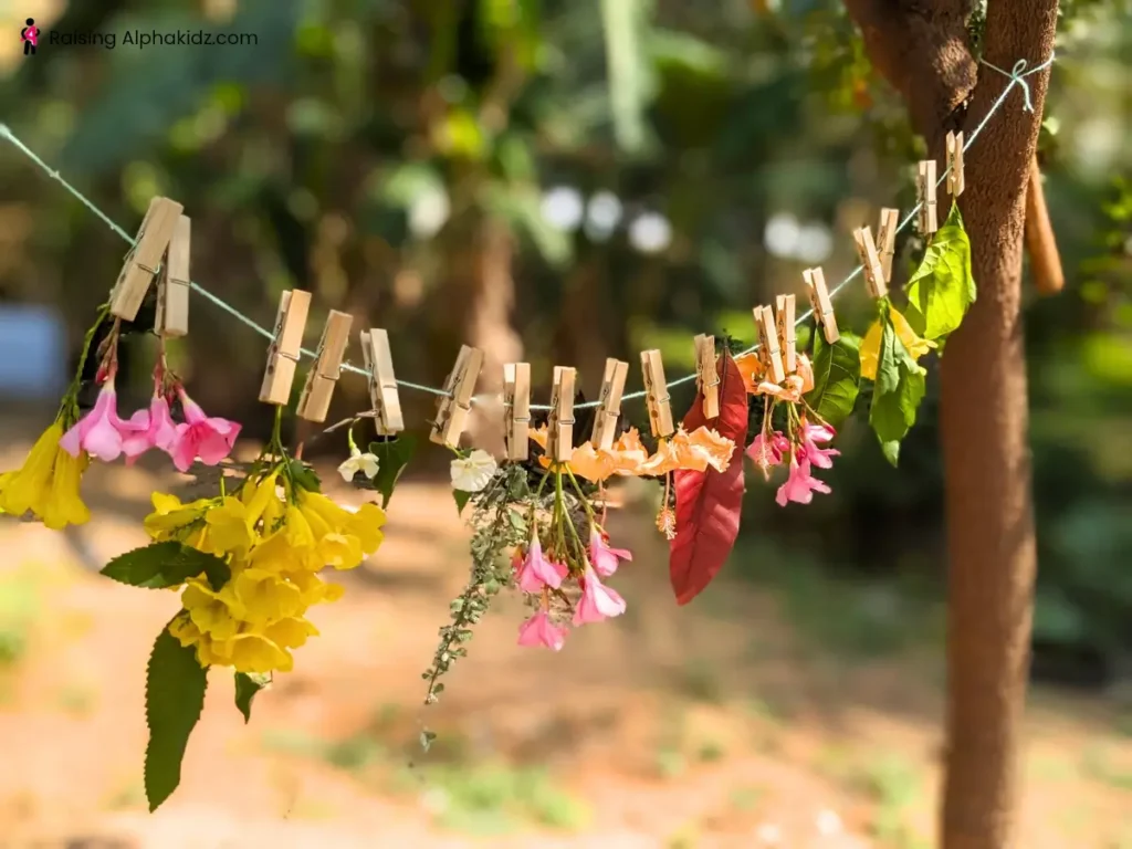 Nature garland made using leaves and flowers 