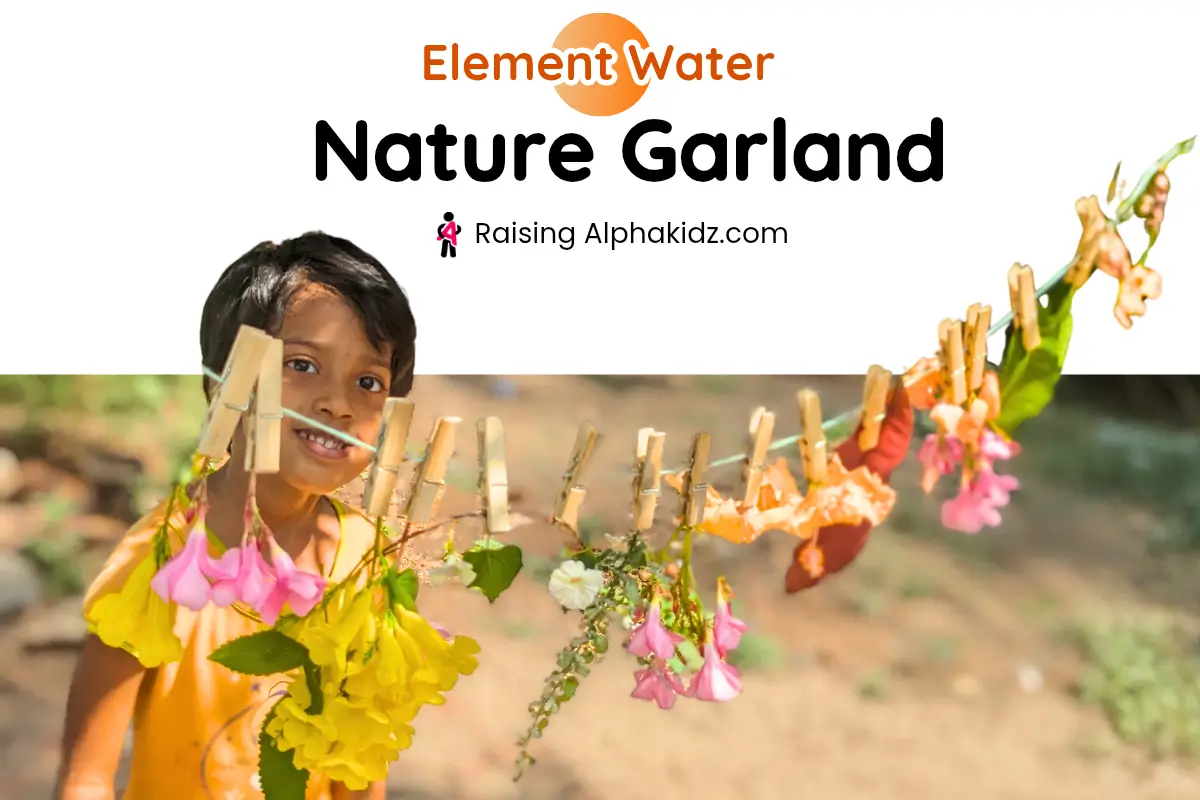 Easy nature garland making with kids