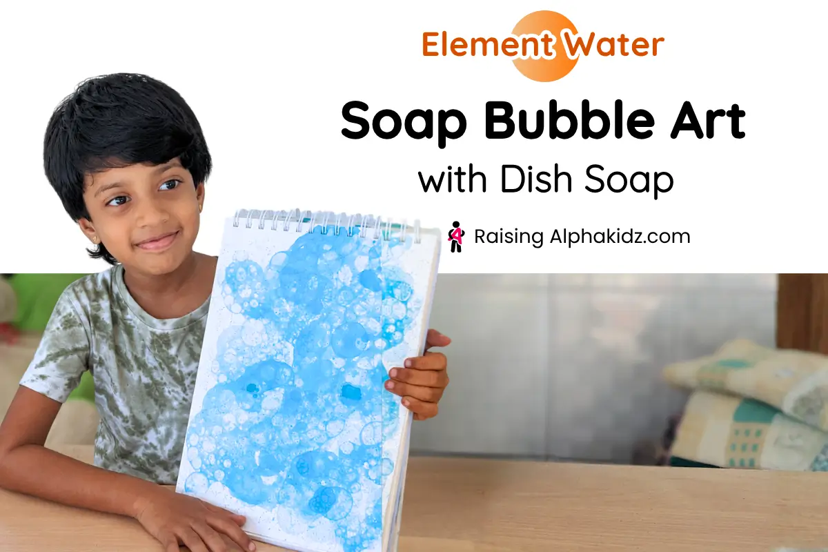 Soap bubble art made by kid